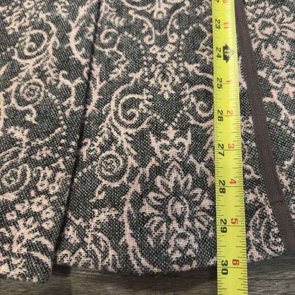 Free People Jacket Coat Sz 2 Gray Pink Jacquard Tapestry Paisley damask Piping - Picture 9 of 11